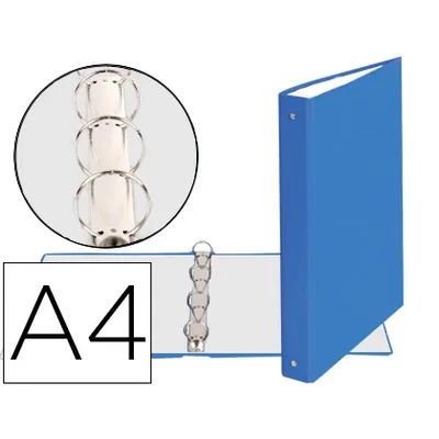 EXACOMPTA Carpeta de 4 Anillas 30MM Redondas Exacompta DIN A4 Carton Forrado Azul Claro