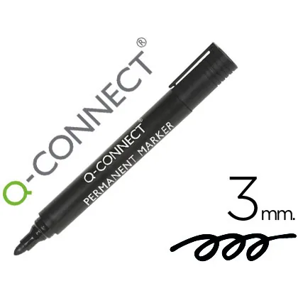Rotulador Q-Connect Marcador Permanente Negro Punta Redonda 3 MM