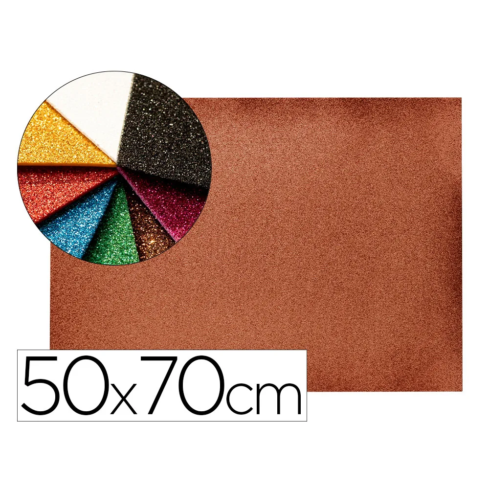 Goma Eva con Purpurina Biodegradable Liderpapel 50X70CM 60G/M2 Espesor 2 MM Marron
