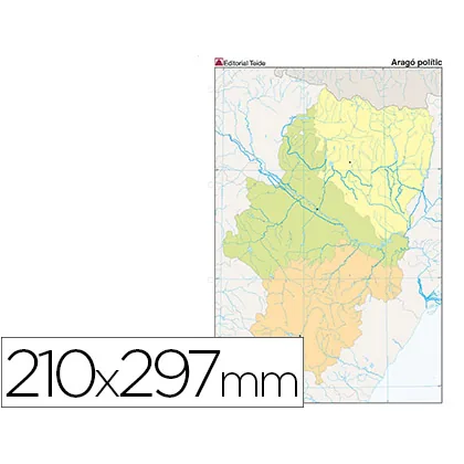 Mapa Mudo Color DIN A4 Aragon Politico
