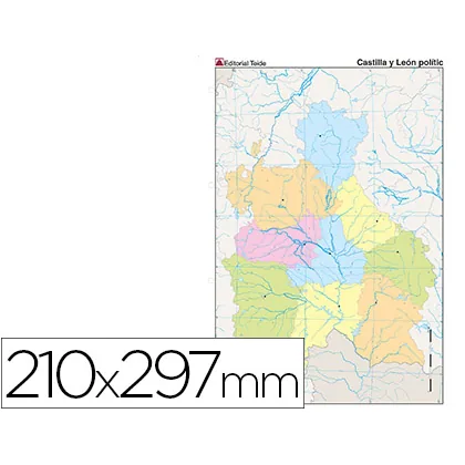 Mapa Mudo Color DIN A4 Castilla-leon Politico