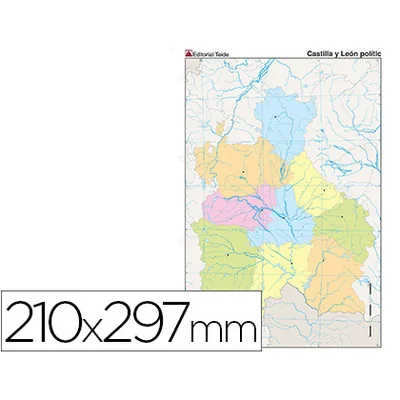 TEIDE Mapa Mudo Color DIN A4 Castilla-leon Politico