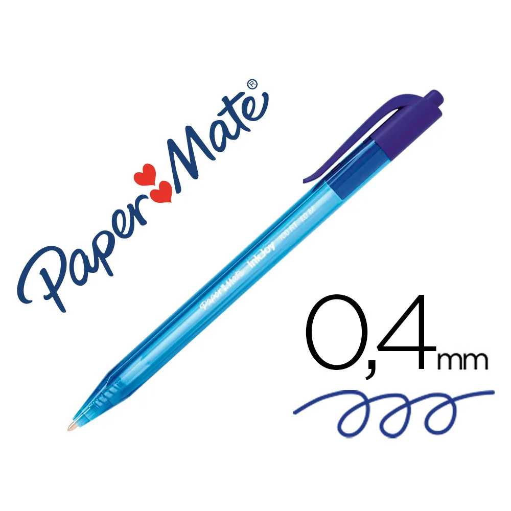 Boligrafo Paper Mate Inkjoy 100 Retractil Punta Media Azul