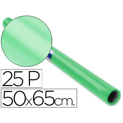 Papel Charol Verde Palido Rollo 25 Hojas de 50X65 CM