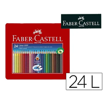FABER CASTELL Lapices de Colores Faber Castell Acuarelable Colour Grip Triangular Caja Metalica de 24 Colores Surtidos