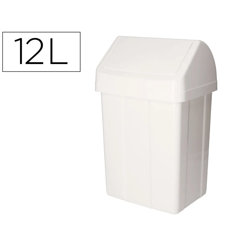 Papelera Contenedor Tts Plastico con Tapadera Max 12 Litros Blanca 400X230X200 MM
