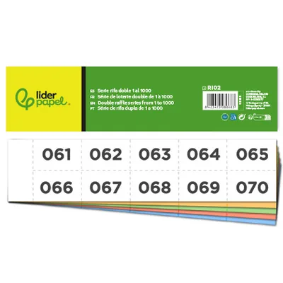 LIDERPAPEL Tira de Rifa Liderpapel Doble 1 al 1000