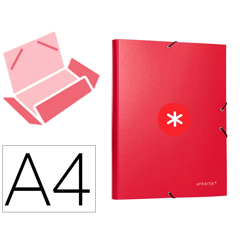 Carpeta Antartik Gomas Tres Solapas Carton Forrado A4 Color Frambuesa