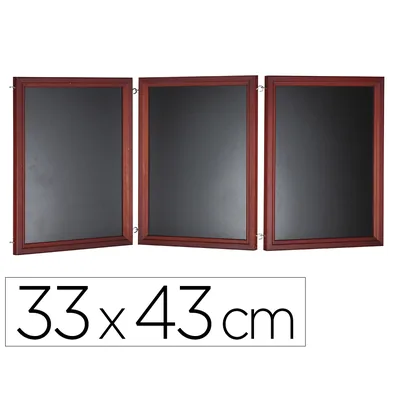 LIDERPAPEL Pizarra Negra Liderpapel para Hosteleria Mural Madera con Superficie para Rotuladores Tipo Tiza 33X43CM Pack de 3
