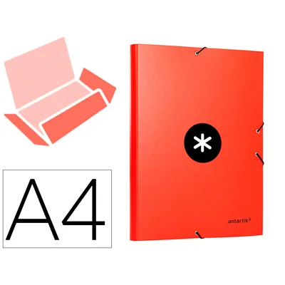 ANTARTIK Carpeta Antartik Gomas Tres Solapas Carton Forrado A4 Color Rojo