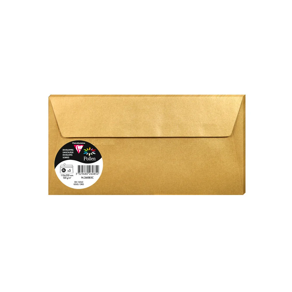 Sobre Clairefontaine Pollen 110X220 CM 120G Dorado Pack de 5 Unidades