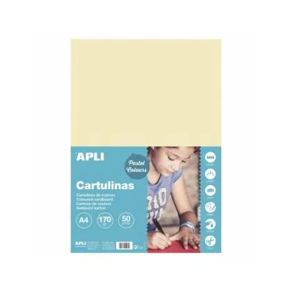 Cartulina Apli DIN A4 170 G/M2 Marfil Paquete de 50 Hojas