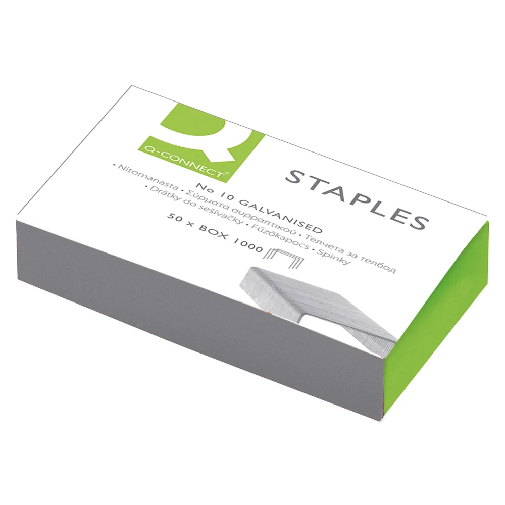 Grapas Q-Connect Nº10 Galvanizadas Caja de 1000 Unidades