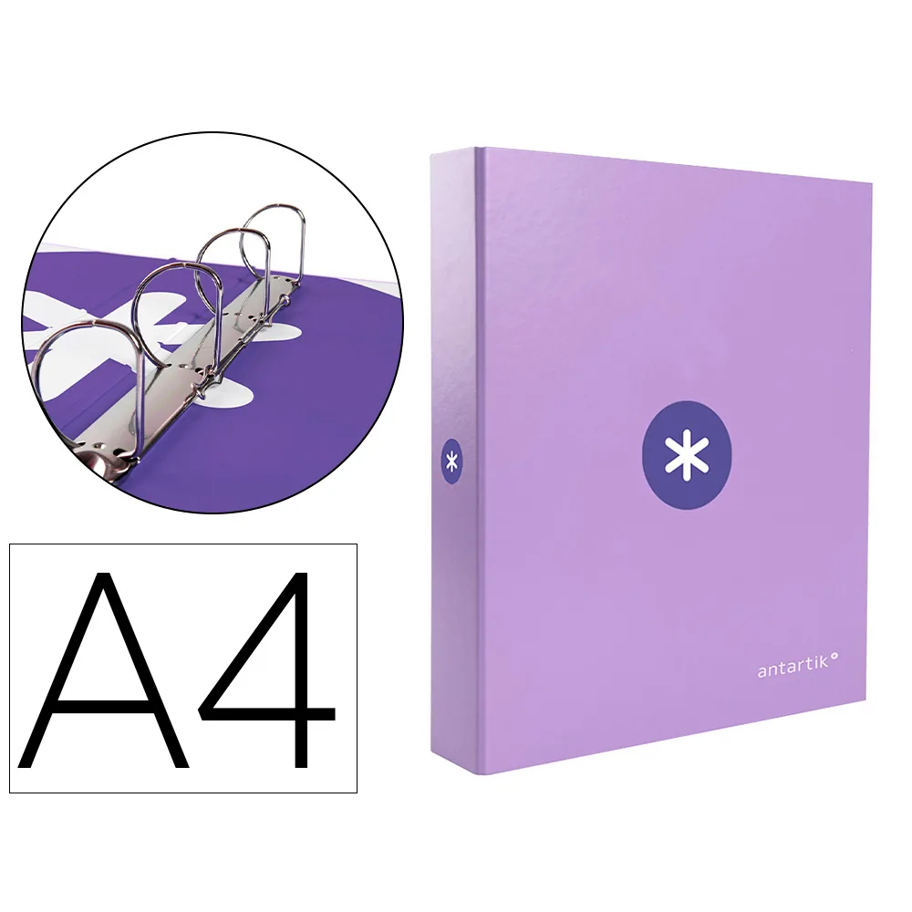 Carpeta 4 Anillas 40 MM Mixtas Antartik A4 Forrada Color Lavanda