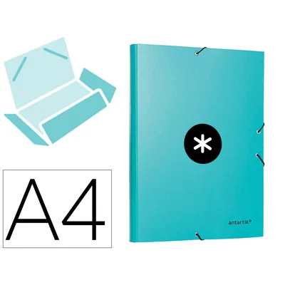 ANTARTIK Carpeta Antartik Gomas Tres Solapas Carton Forrado A4 Color Menta