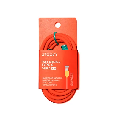 GROOVY Cable Groovy Usb 2.0 Tipo C a Tipo C Longitud 1 M Silicona Color Naranja