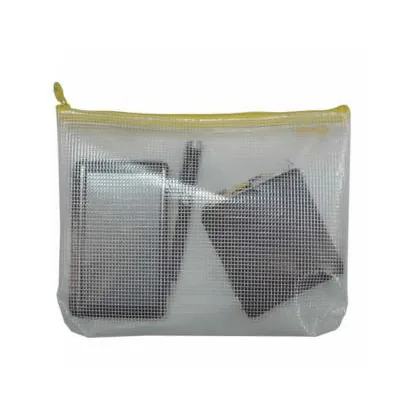 Bolsa Multiusos Office Box Malla DIN A5 con Cremallera Amarillo 200X250 MM