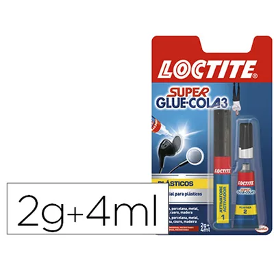 LOCTITE Pegamento Loctite Super Glue 3 Adhesivo Instantaneo Especial Plastico Dificiles Blister 1 Tubo 2 GR + 1 Rotulador 4 ML