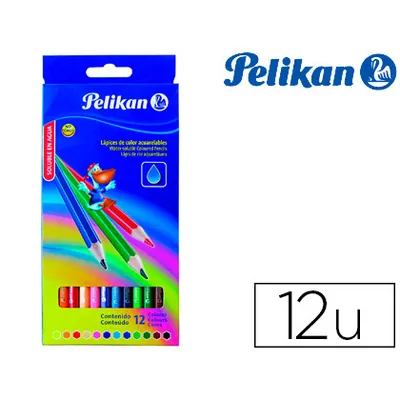 PELIKAN Lapices de Colores Pelikan Hexagonales Acuarelables Mina 3MM Caja de 12 Colores Surtidos