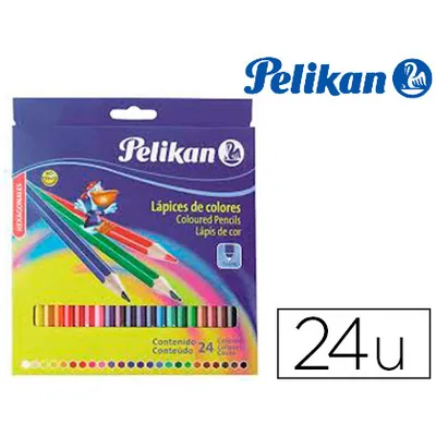 PELIKAN Lapices de Colores Pelikan Hexagonales Caja de 24 Colores Surtidos