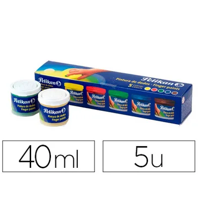 PELIKAN Pintura a Dedos Pelikan 40 ML CD/40S Caja de 5 Colores Surtidos