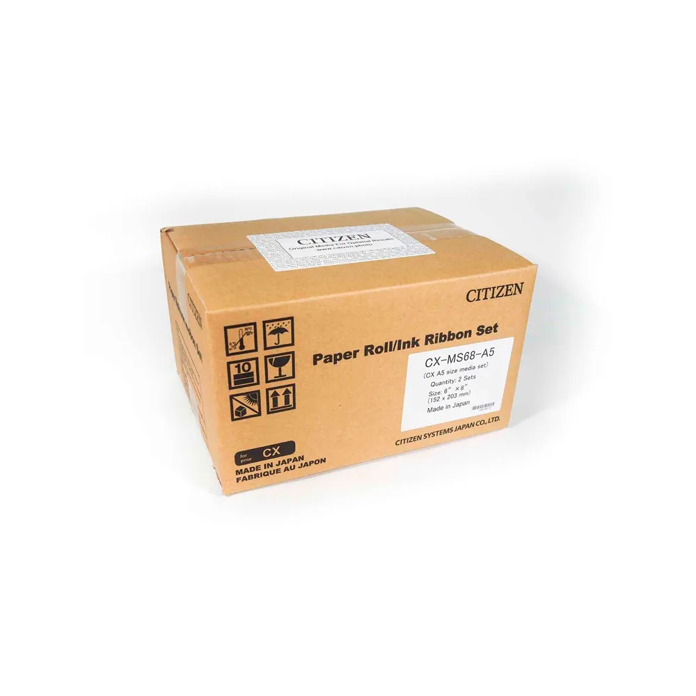 Papel Sublimacion Citizen para Impresora CX-02 Caja de 2 Rollos 200 Copias 15X20 Cm/ 400 Copias 10X15 CM