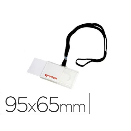 Identificador con Cordon Plano Negro Grafoplas 65X95 MM con Apertura Lateral