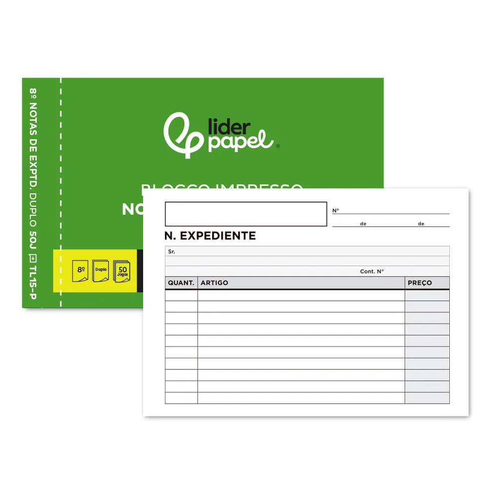 Talonario Liderpapel Notas de Expediente Octavo Duplo Texto en Portugues